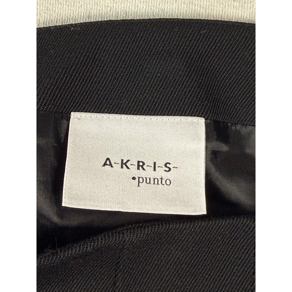 Akris Punto Pencil Skirt Womens 8 Black Houndstooth Colorblock Knee Length Wool - Picture 3 of 8